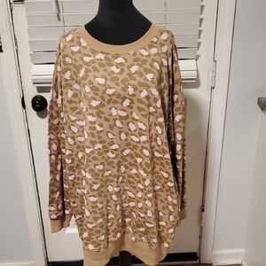 Easel Tan and Pink Patterned Sweater